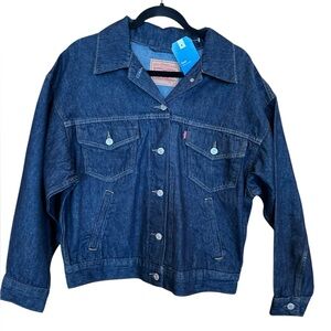NWT Levi’s Women’s Trucker Boho Boxy Denim Jean Jacket Hemp Preppy School S NWT